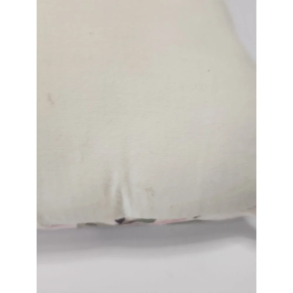Vintage Handmade Floral Pillow 10x11 Embroidered Linen Lace Ribbon Cottagecore